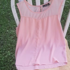 Peach summer blouse see thru top mesh sleeveless